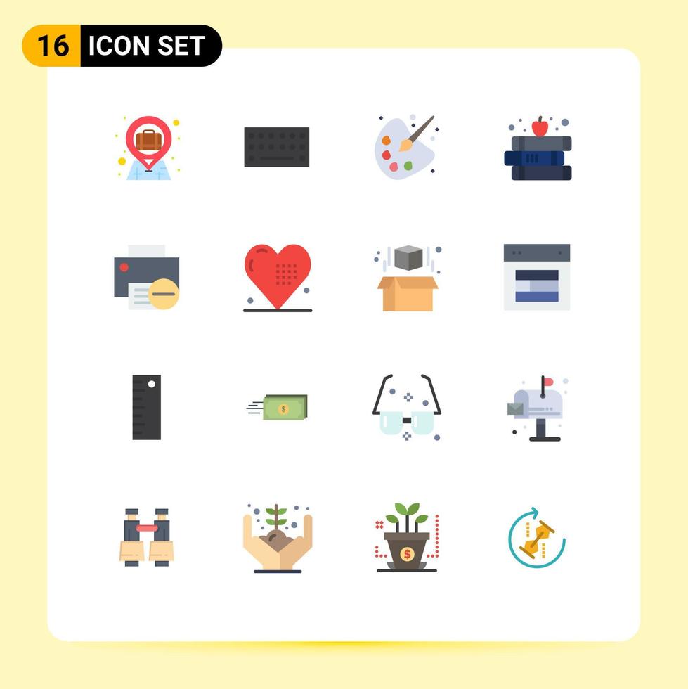 Flat Color Pack of 16 Universal Symbols of gadget computers drawing apple education Editable Pack of Creative Vector Design Elements