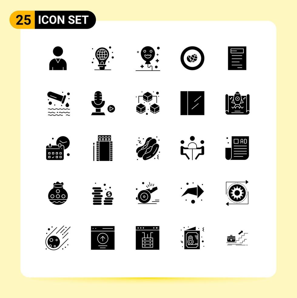 Universal Icon Symbols Group of 25 Modern Solid Glyphs of pollution study holiday education wreath Editable Vector Design Elements
