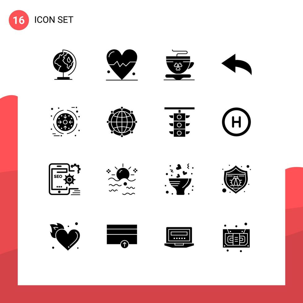 Set of 16 Modern UI Icons Symbols Signs for data processing coffee management undo Editable Vector Design Elements