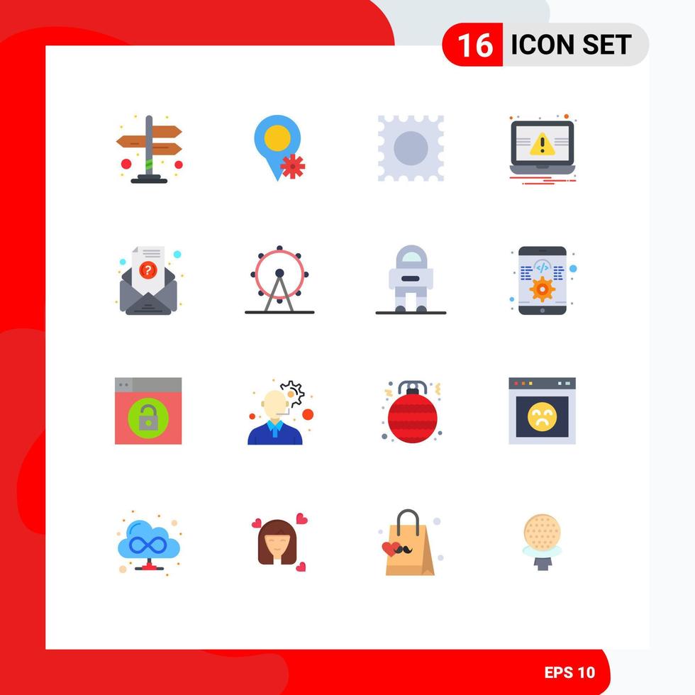 Group of 16 Modern Flat Colors Set for park holiday essentials subscription email Editable Pack of Creative Vector Design Elements