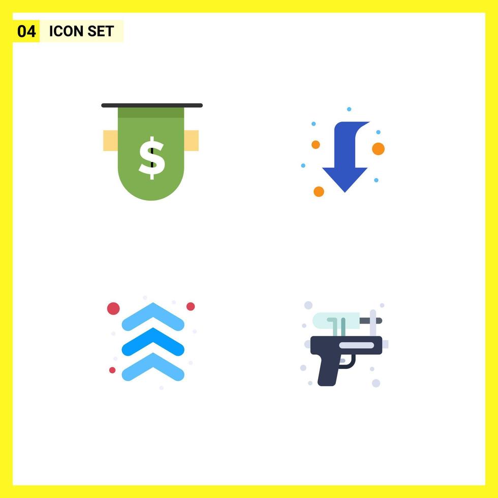 4 Universal Flat Icons Set for Web and Mobile Applications badges arrow dollar down up Editable Vector Design Elements