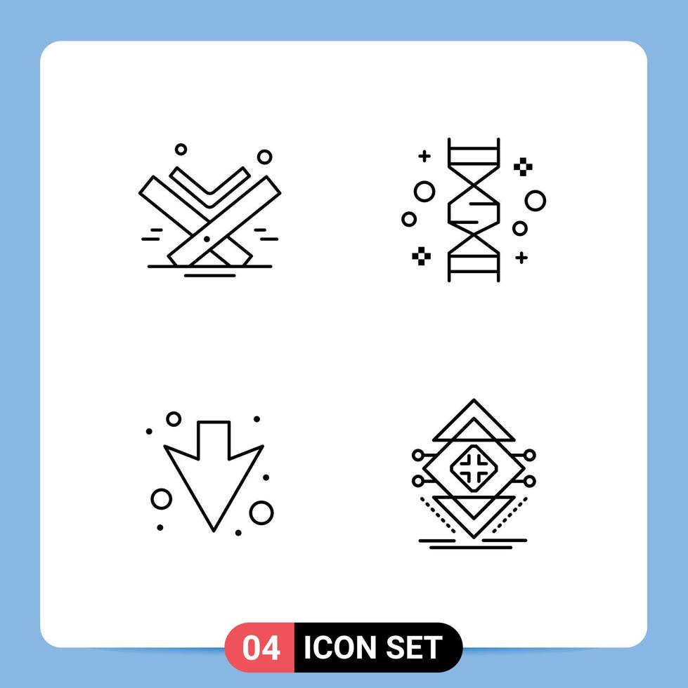 Pictogram Set of 4 Simple Filledline Flat Colors of quran genome islam dna down Editable Vector Design Elements