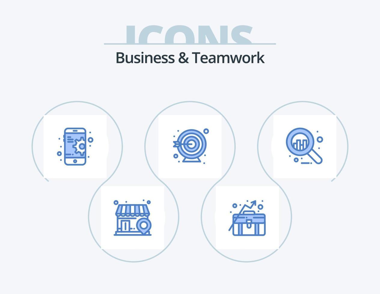 Business And Teamwork Blue Icon Pack 5 Icon Design. . graph. gear. business. target vector