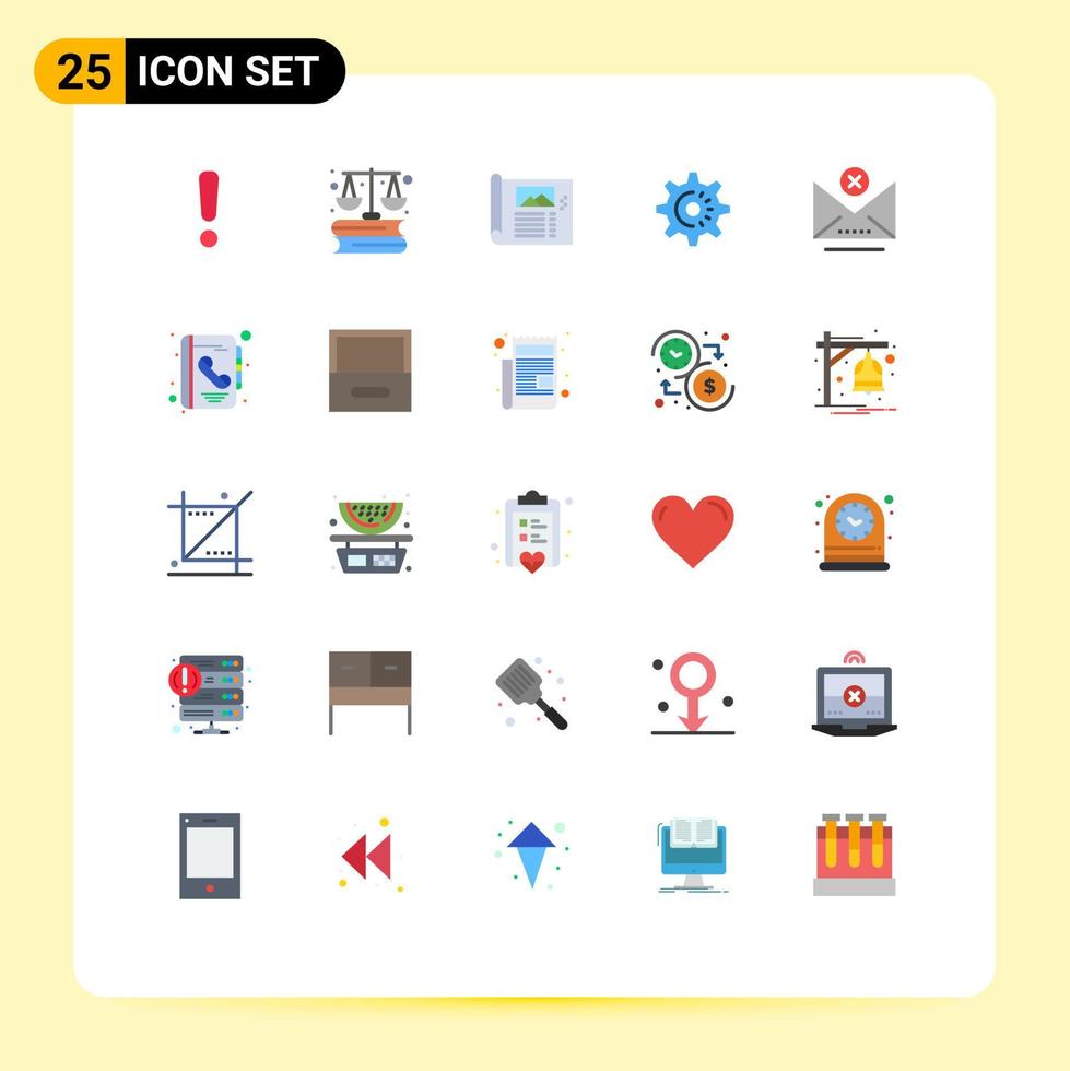 Group of 25 Flat Colors Signs and Symbols for block setting design gear photo Editable Vector Design Elements