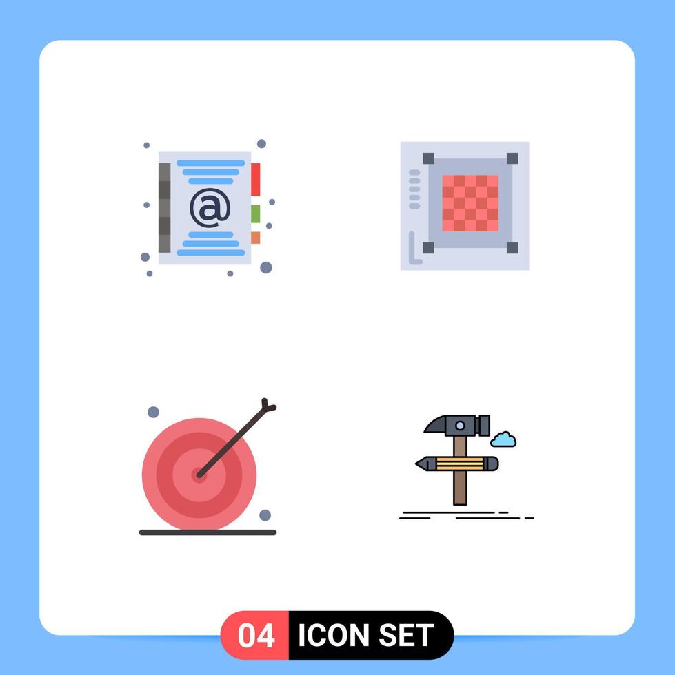 4 Flat Icon concept for Websites Mobile and Apps address aim design web marketing Editable Vector Design Elements