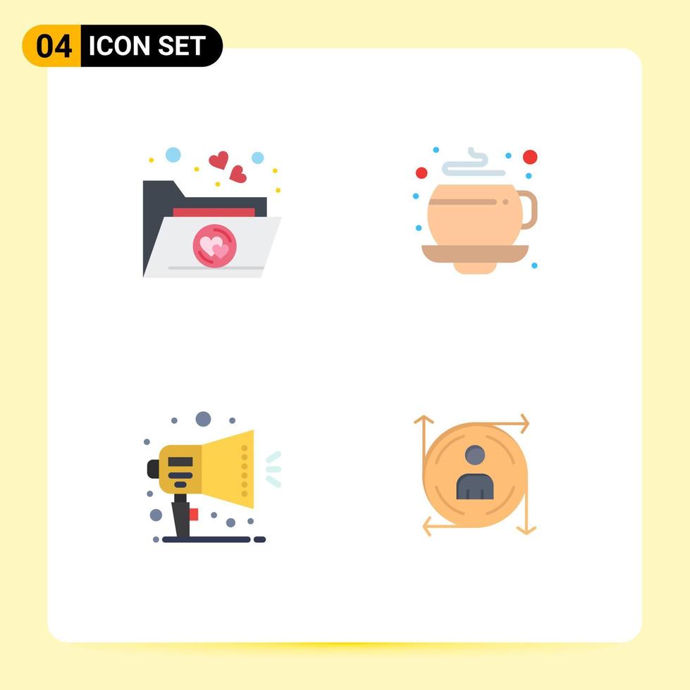 Pictogram Set of 4 Simple Flat Icons of favorite ad coffee announcement predication Editable Vector Design Elements