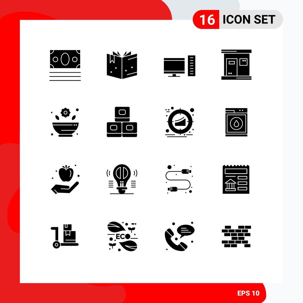 Set of 16 Modern UI Icons Symbols Signs for rx mortar desktop wellness sauna Editable Vector Design Elements