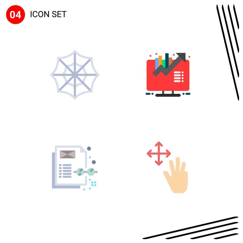 Flat Icon Pack of 4 Universal Symbols of halloween content management business growth finger Editable Vector Design Elements