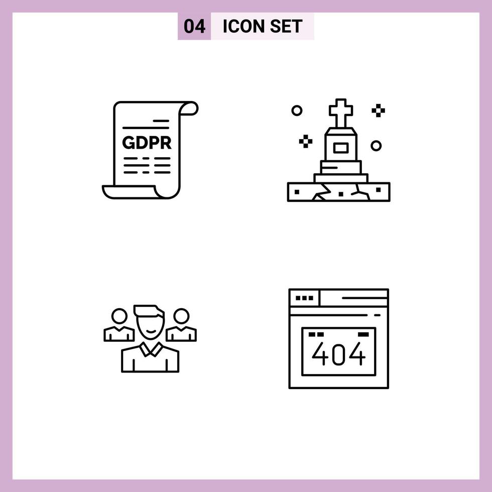 Universal Icon Symbols Group of 4 Modern Filledline Flat Colors of consent user general data protection grave squard Editable Vector Design Elements