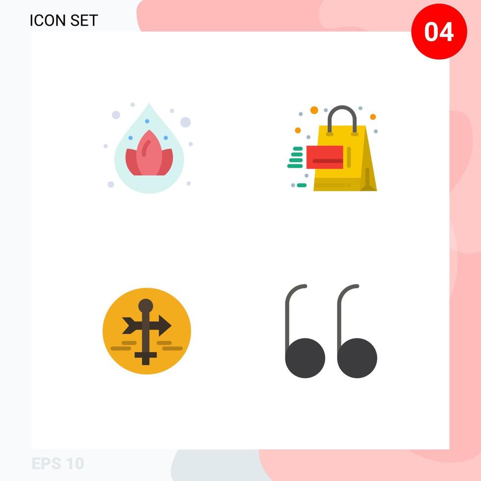 Group of 4 Modern Flat Icons Set for water map sales shopping travel Editable Vector Design Elements