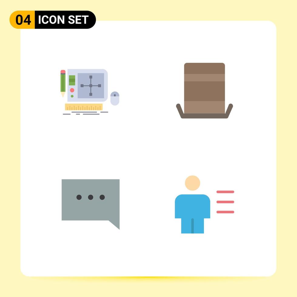 4 Universal Flat Icons Set for Web and Mobile Applications design bubble software hat comment Editable Vector Design Elements