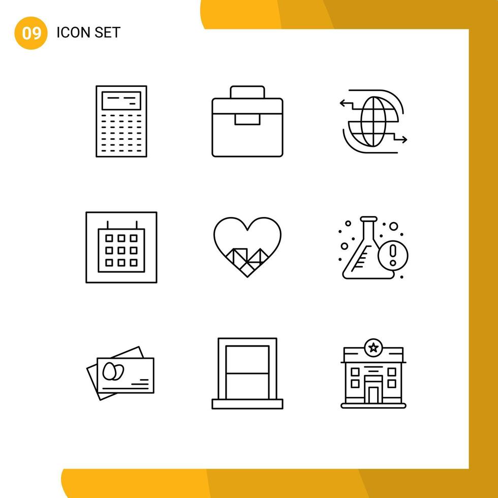 9 Creative Icons Modern Signs and Symbols of love wireframe connect layout arrow Editable Vector Design Elements