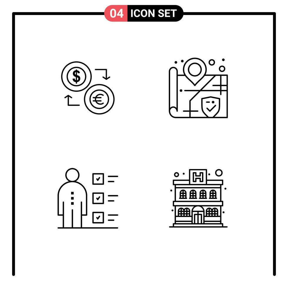 4 Creative Icons Modern Signs and Symbols of exchange security dollar financial abilities Editable Vector Design Elements