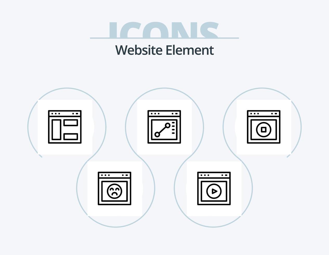 Website Element Line Icon Pack 5 Icon Design. design. security. website. secure. hacker vector