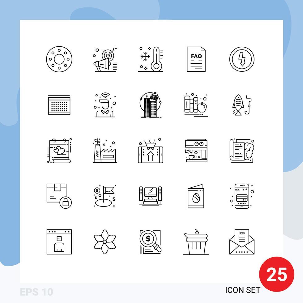 Set of 25 Modern UI Icons Symbols Signs for support file holiday document vacation Editable Vector Design Elements