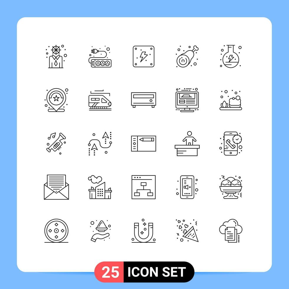 25 Creative Icons Modern Signs and Symbols of power electricity energy meat chicken Editable Vector Design Elements