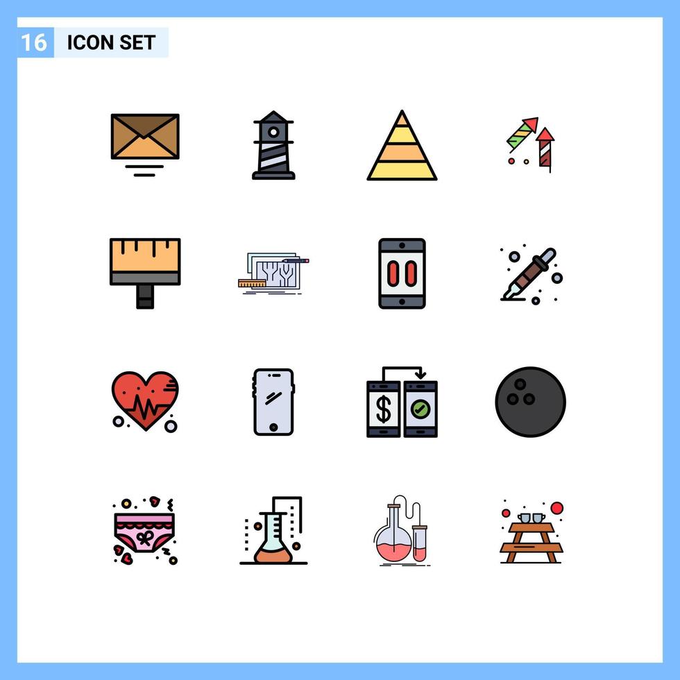 Set of 16 Modern UI Icons Symbols Signs for architecture paint structure brush firecracker Editable Creative Vector Design Elements