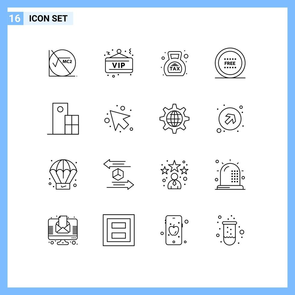 Set of 16 Modern UI Icons Symbols Signs for shop free banking ecommerce tax Editable Vector Design Elements