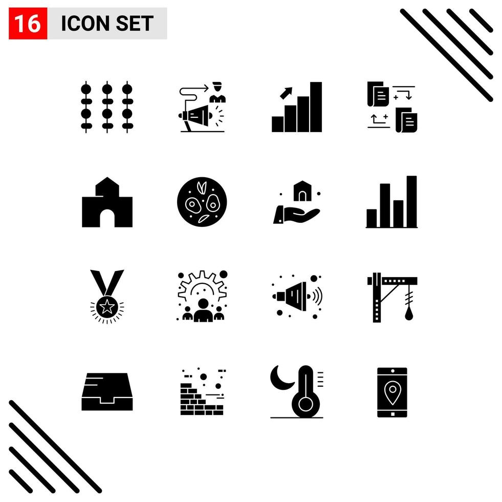 Solid Glyph Pack of 16 Universal Symbols of architecture transfer megaphone files finance Editable Vector Design Elements