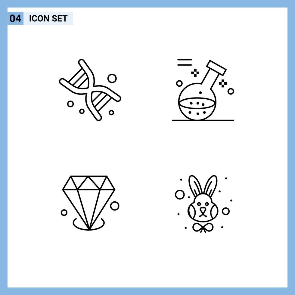 Universal Icon Symbols Group of 4 Modern Filledline Flat Colors of bio gemstone technology potion jewelry Editable Vector Design Elements