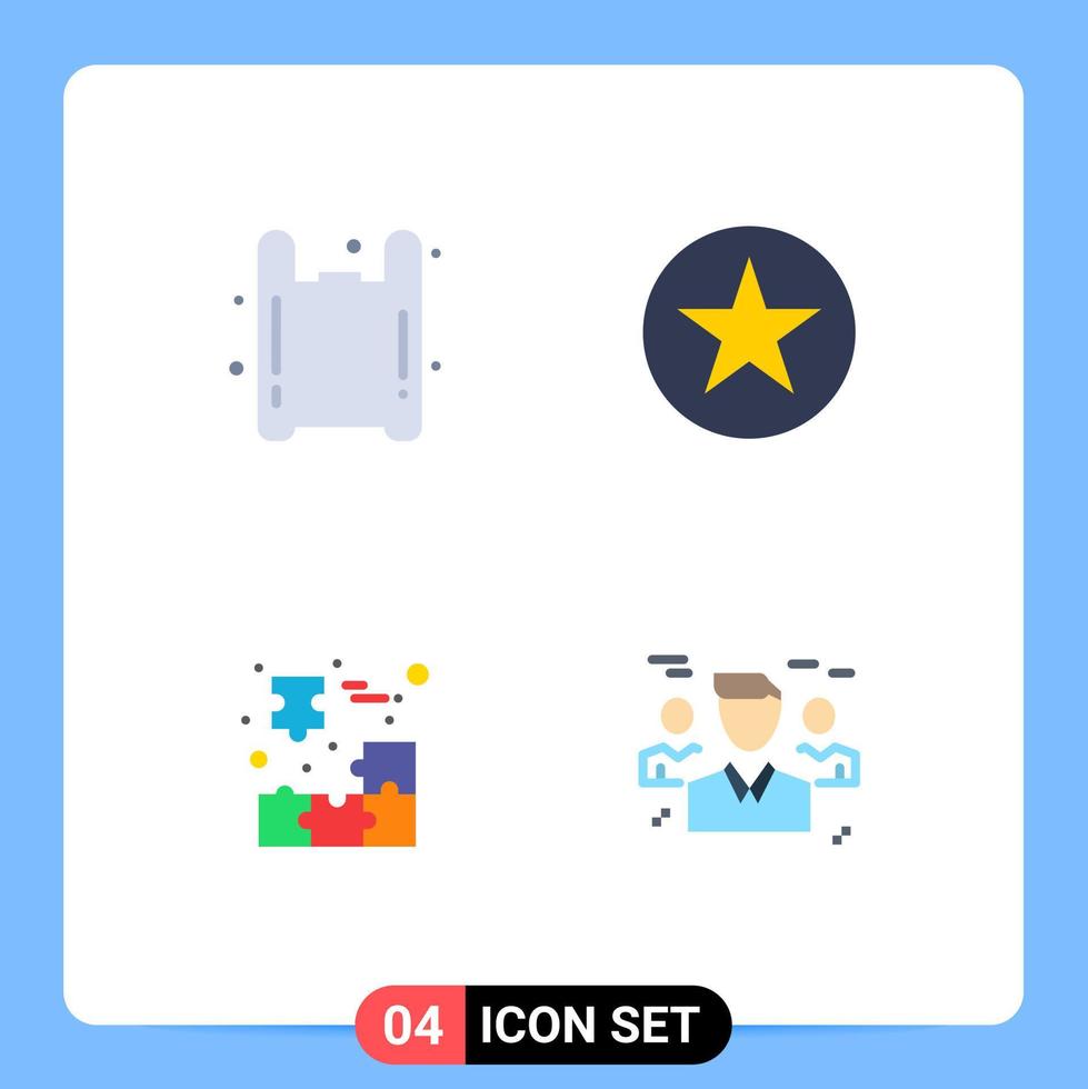 4 Universal Flat Icons Set for Web and Mobile Applications bag customer pollution star piece Editable Vector Design Elements