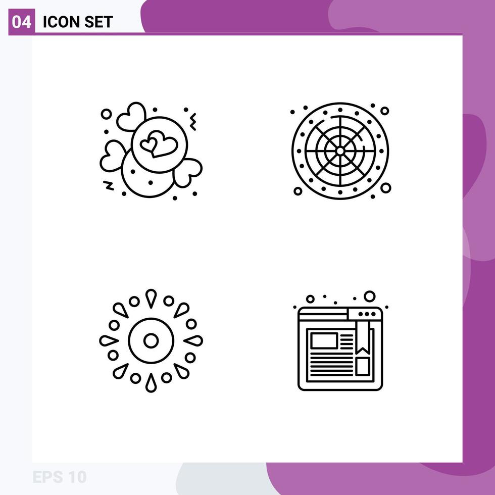 Universal Icon Symbols Group of 4 Modern Filledline Flat Colors of candy event valentine game holiday Editable Vector Design Elements