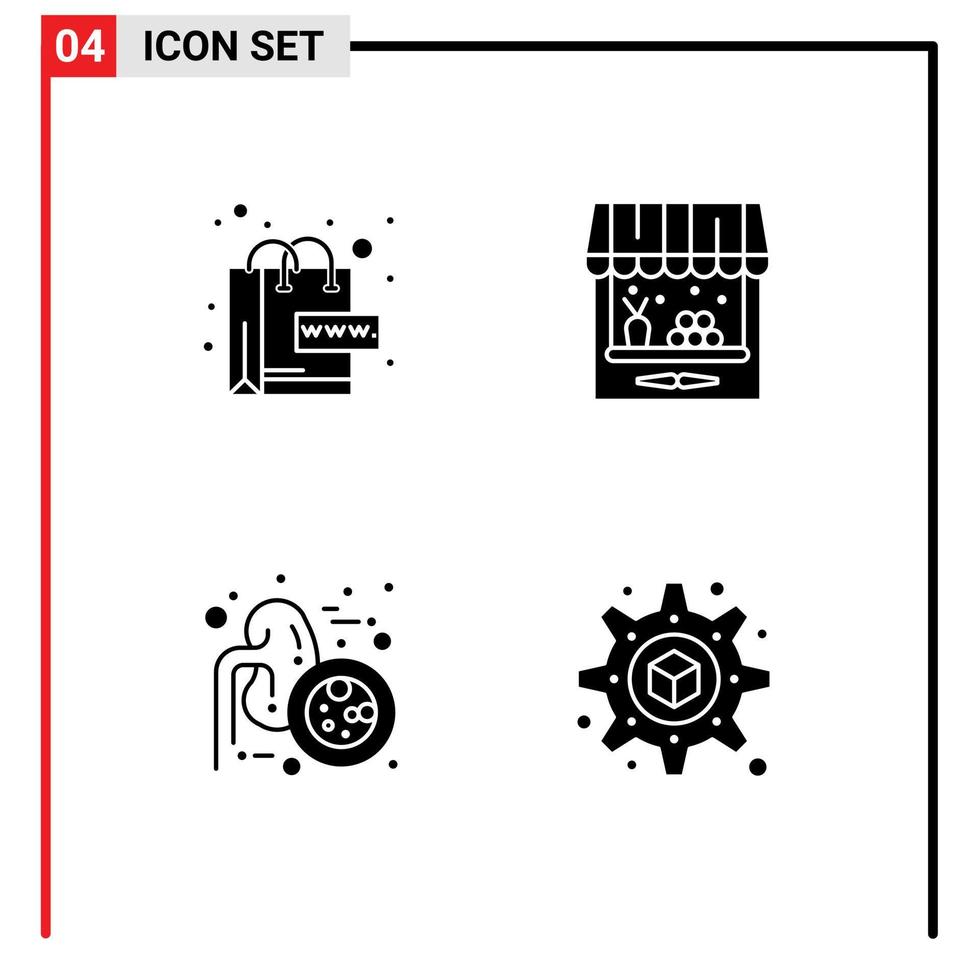 valores vector icono paquete de 4 4 línea señales y símbolos para comercio electrónico riñones mundo almacén urología editable vector diseño elementos