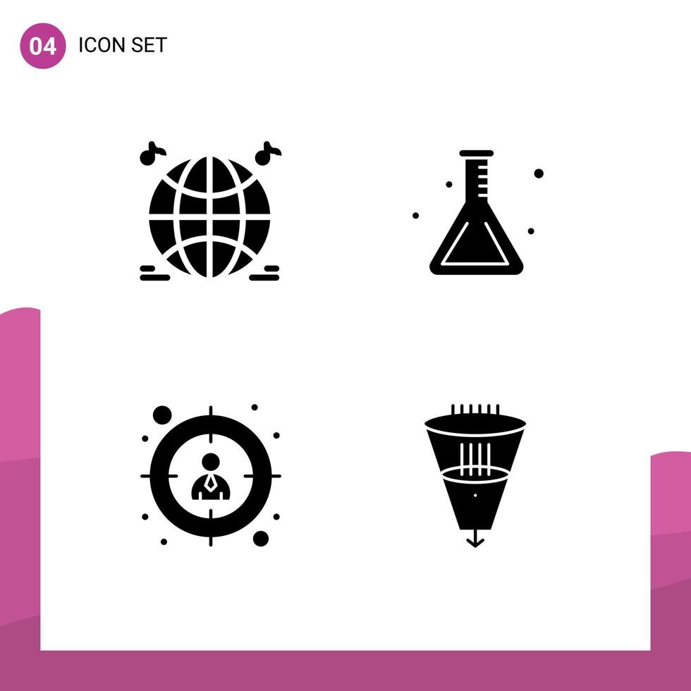 Solid Glyph Pack of Universal Symbols of world target school back to school filter Editable Vector Design Elements