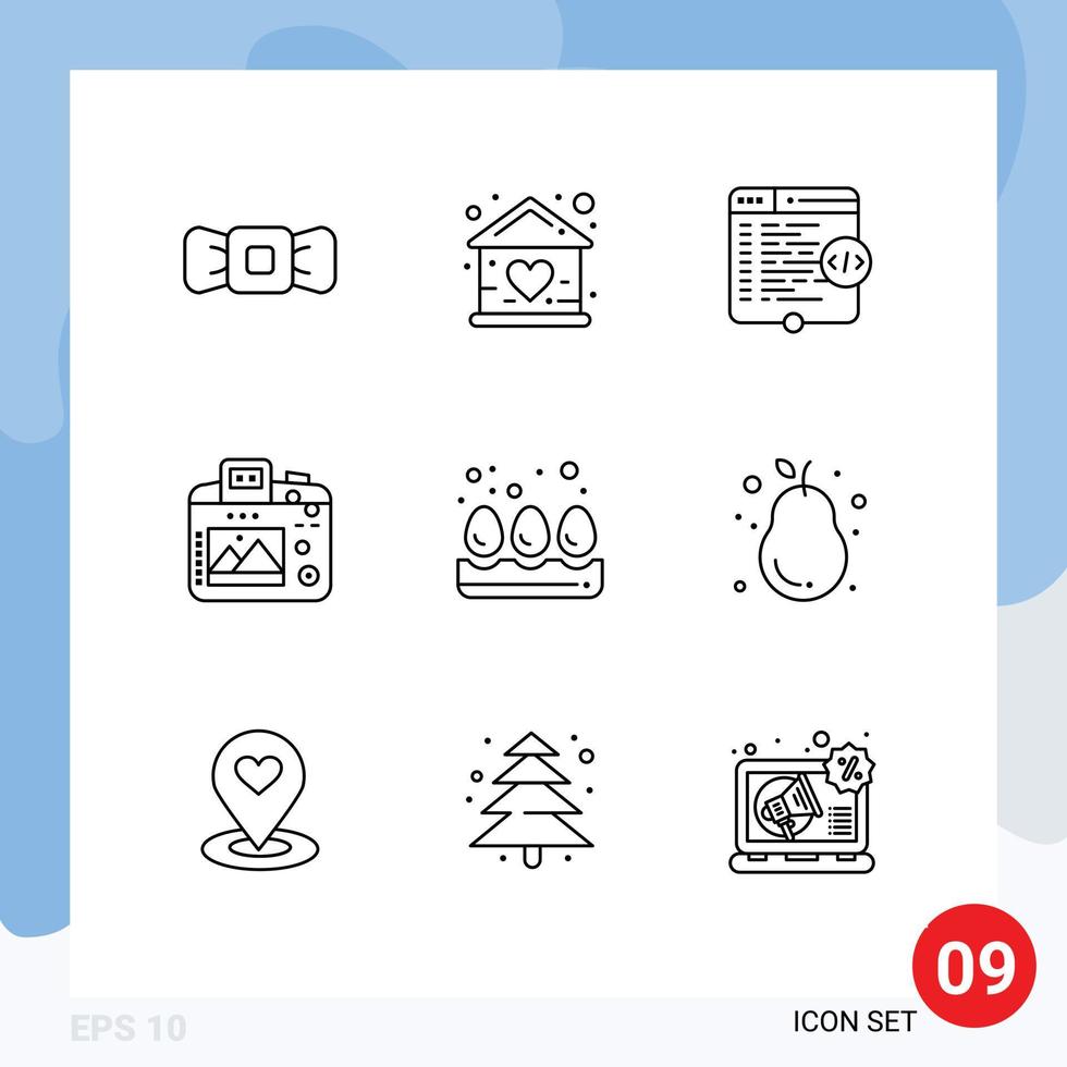 9 Outline concept for Websites Mobile and Apps hobby image house camera window Editable Vector Design Elements