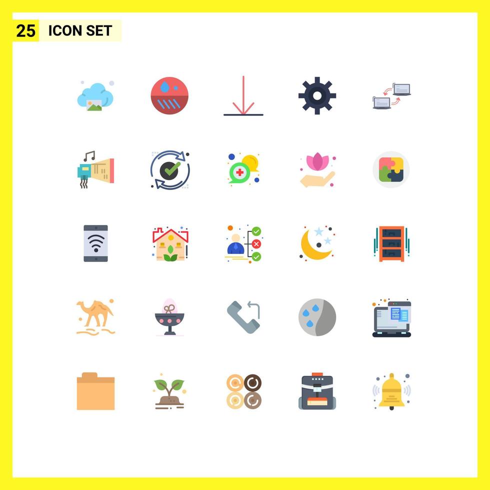 Pictogram Set of 25 Simple Flat Colors of network connection arrow computer setting Editable Vector Design Elements