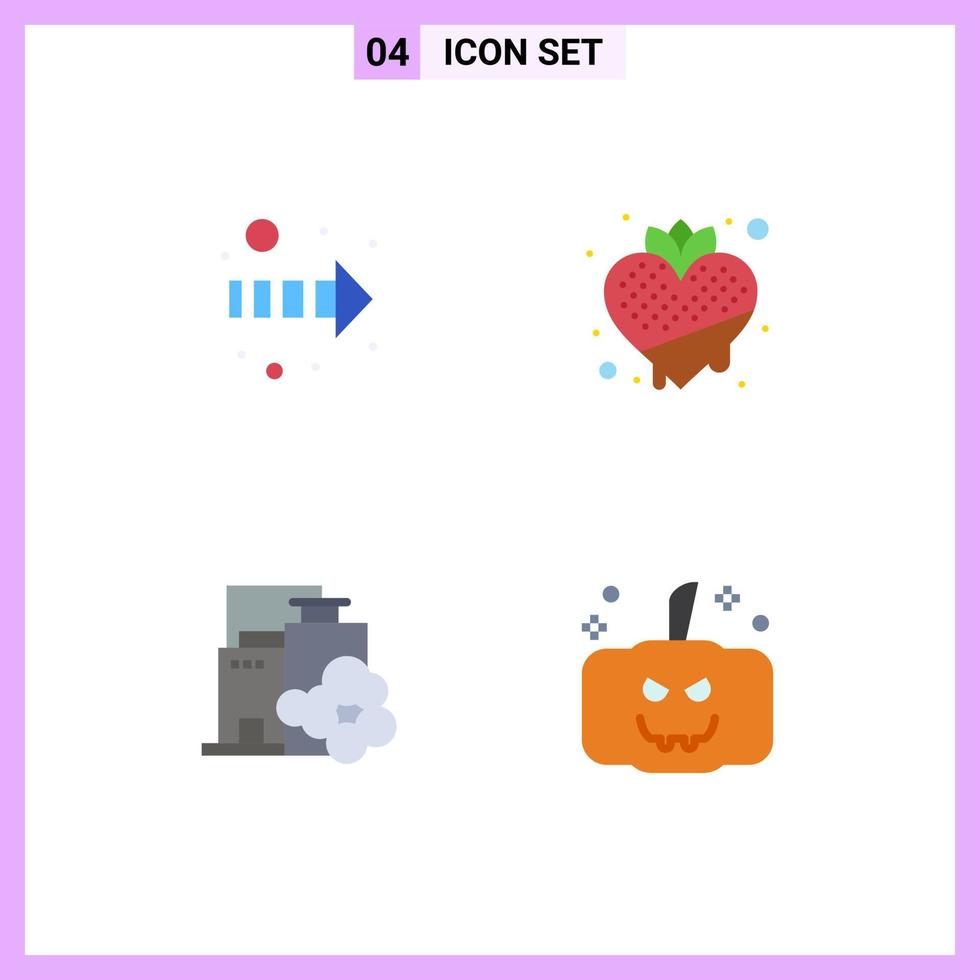 Modern Set of 4 Flat Icons and symbols such as arrow industry food vegetarian pollution Editable Vector Design Elements
