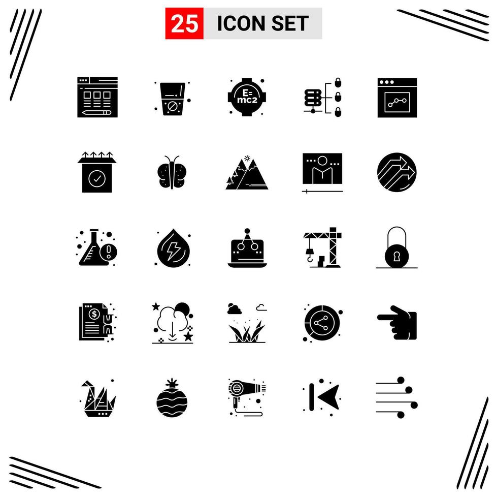 Group of 25 Solid Glyphs Signs and Symbols for ready user study interface analytics Editable Vector Design Elements