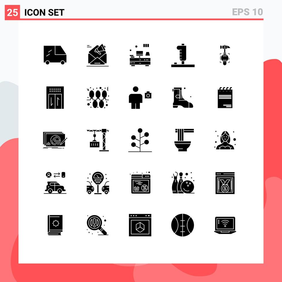 25 creativo íconos moderno señales y símbolos de descanso martillo cajones palanca de mando dispositivo editable vector diseño elementos