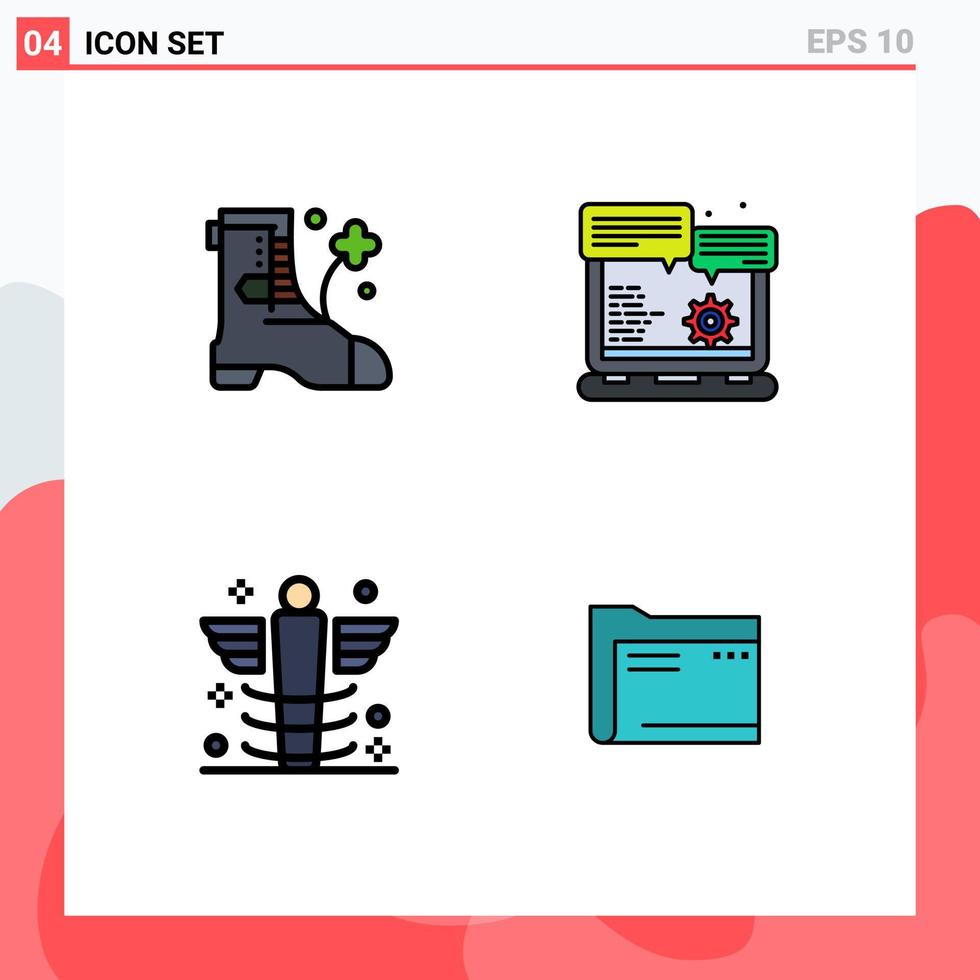 Set of 4 Vector Filledline Flat Colors on Grid for shose hospital browser option medicine Editable Vector Design Elements