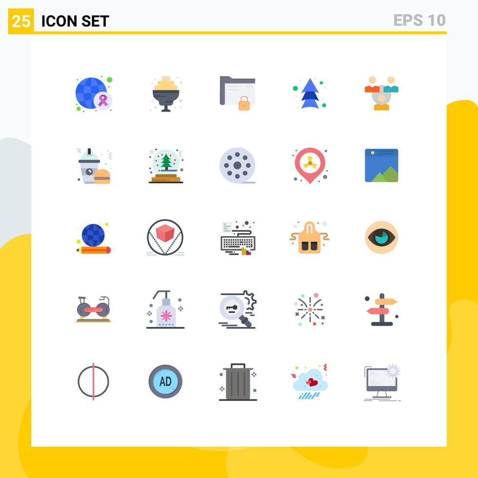 Mobile Interface Flat Color Set of 25 Pictograms of meeting direction folder up arrow Editable Vector Design Elements