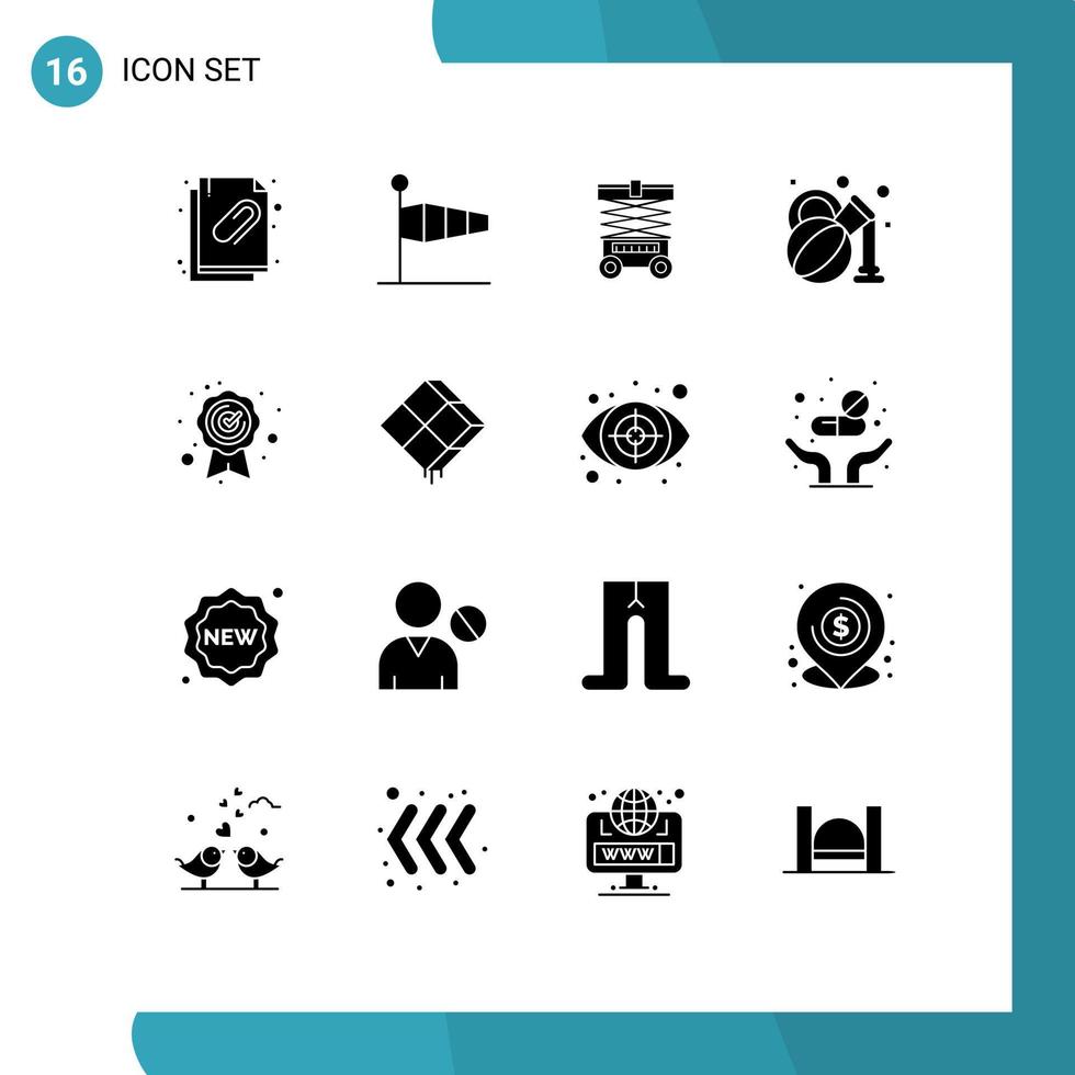 16 Universal Solid Glyphs Set for Web and Mobile Applications quality assurance spa wind oil lifter Editable Vector Design Elements