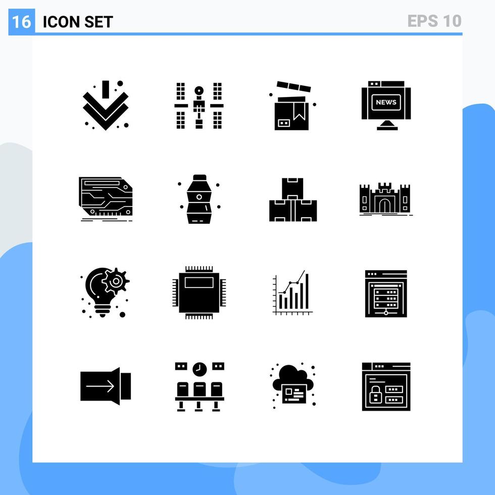 16 Solid Glyph concept for Websites Mobile and Apps card journal box interface valentine Editable Vector Design Elements