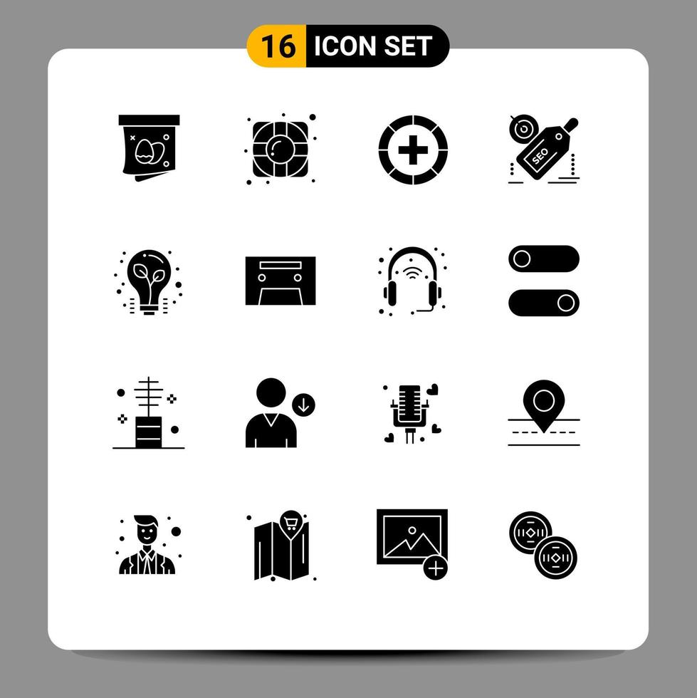 16 Creative Icons Modern Signs and Symbols of bulb discount fitness target tag Editable Vector Design Elements
