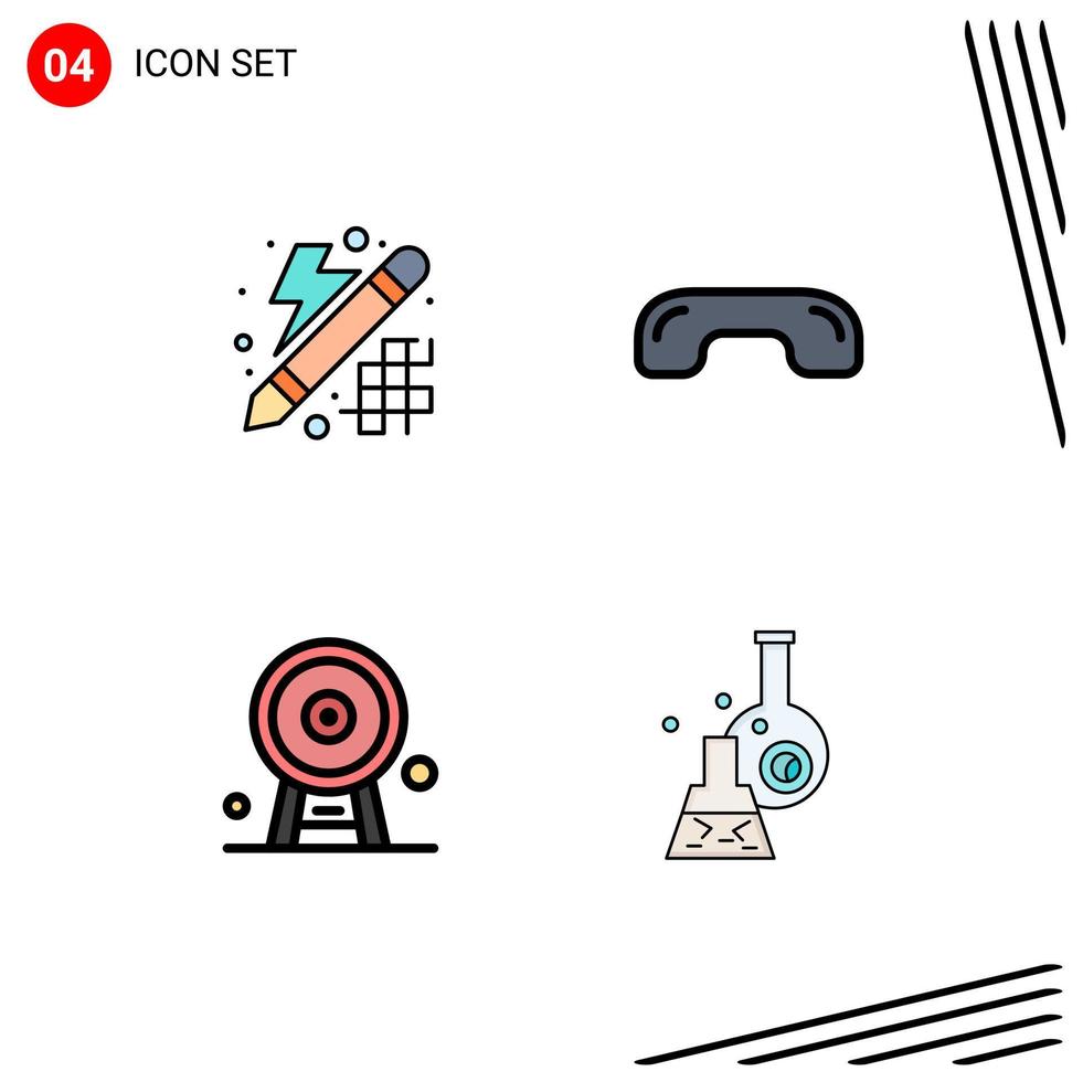 Universal Icon Symbols Group of 4 Modern Filledline Flat Colors of creative architecture thinking hang up ferris wheel Editable Vector Design Elements