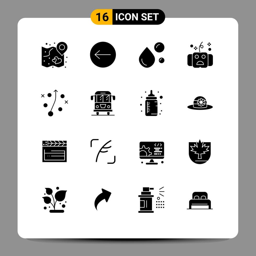 16 Thematic Vector Solid Glyphs and Editable Symbols of horror halloween fatty acid eve omega Editable Vector Design Elements