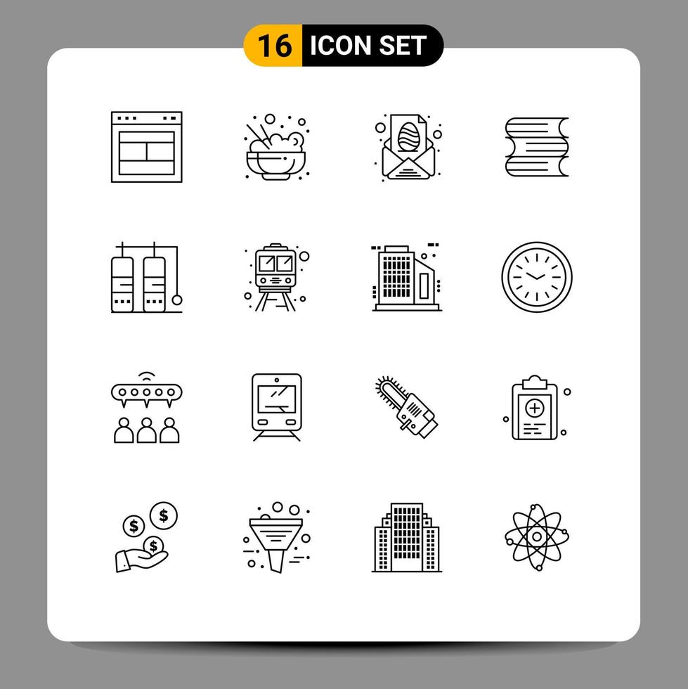 Set of 16 Vector Outlines on Grid for travel files easter education paper Editable Vector Design Elements