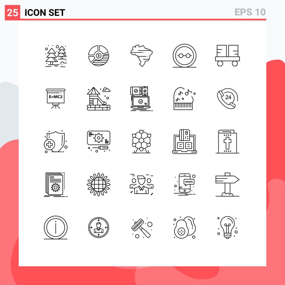 Set of 25 Modern UI Icons Symbols Signs for lenses geek seo frame country Editable Vector Design Elements