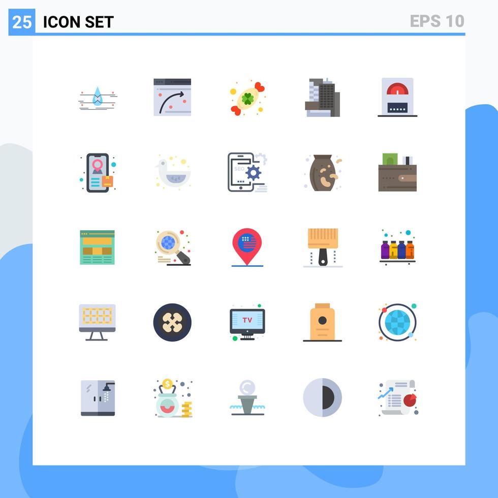 Pictogram Set of 25 Simple Flat Colors of heater office hosting business festival Editable Vector Design Elements