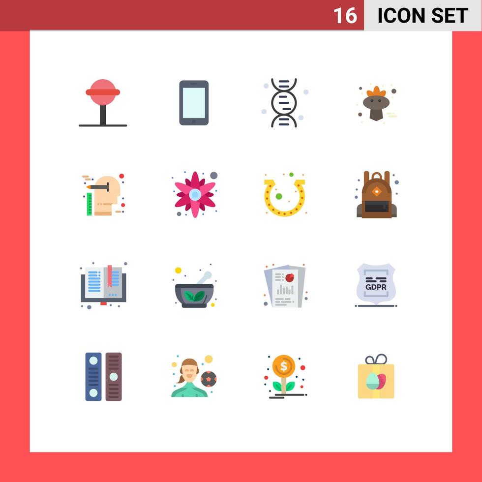 Pictogram Set of 16 Simple Flat Colors of scale idea research creative sparrow Editable Pack of Creative Vector Design Elements
