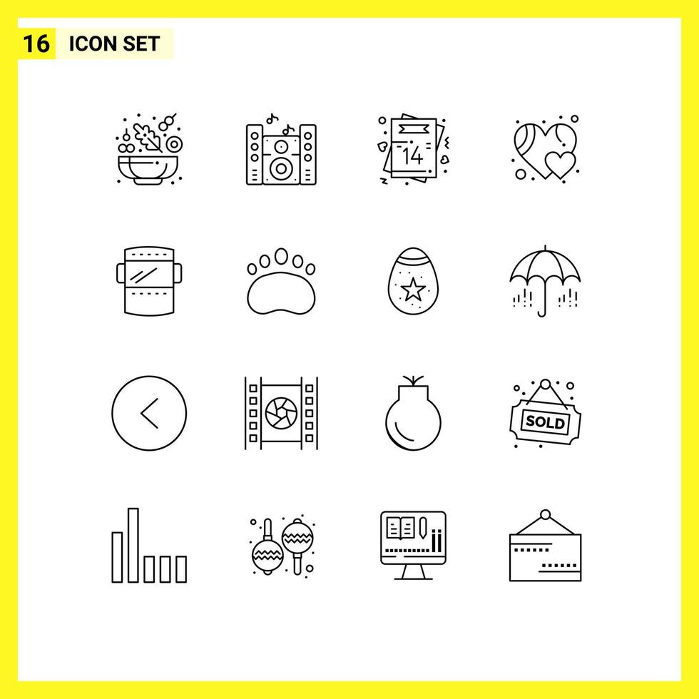 Stock Vector Icon Pack of 16 Line Signs and Symbols for weld mask love welding mask heart Editable Vector Design Elements