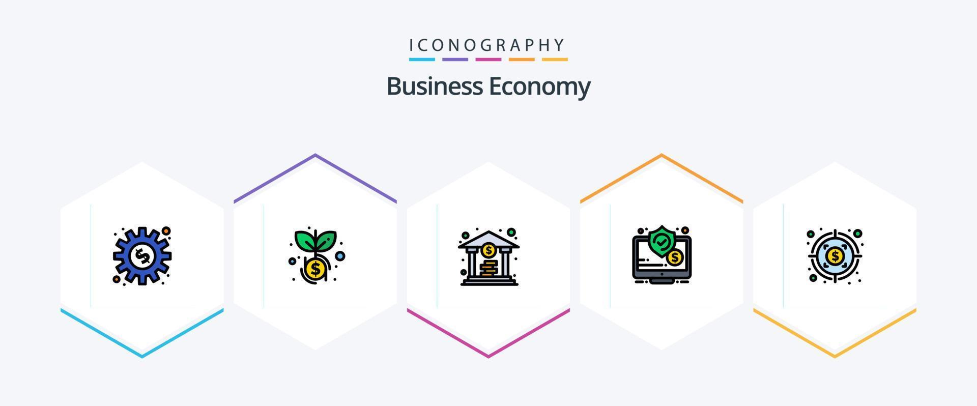 economía 25 línea de relleno icono paquete incluso objetivo. dinero. moneda. seguridad. en línea vector