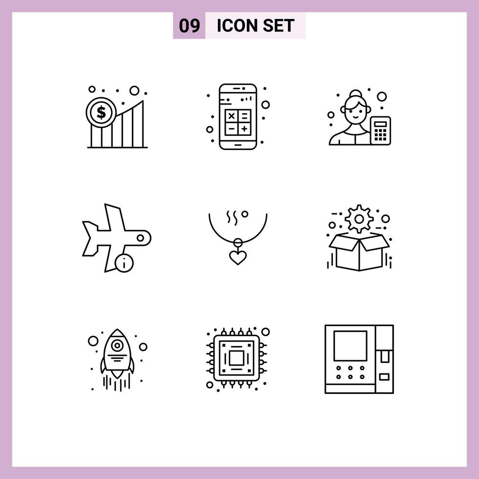 Stock Vector Icon Pack of 9 Line Signs and Symbols for transport info interaction flight business analyst Editable Vector Design Elements