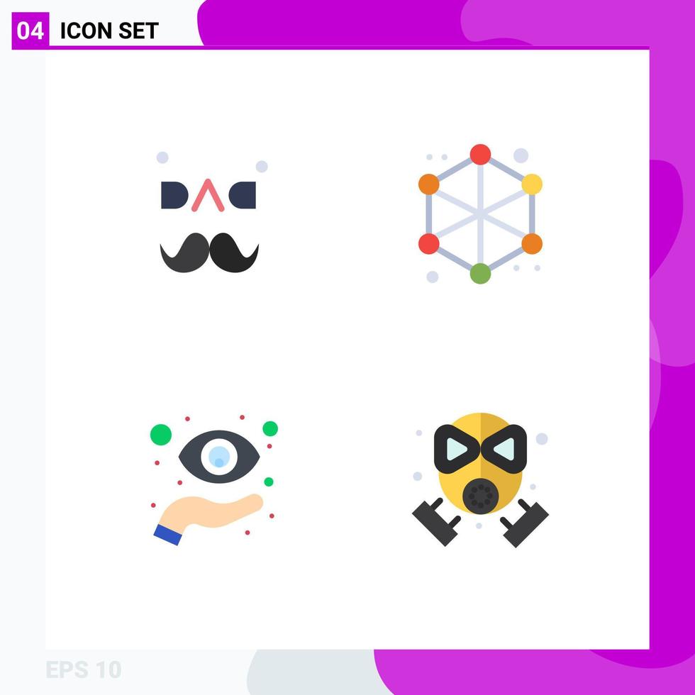 Set of 4 Commercial Flat Icons pack for dad focus love server view Editable Vector Design Elements