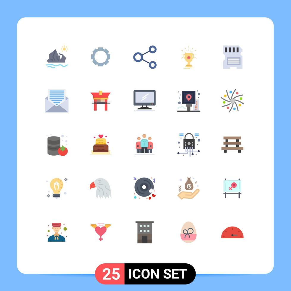 Group of 25 Modern Flat Colors Set for cup prize connect trophy social Editable Vector Design Elements