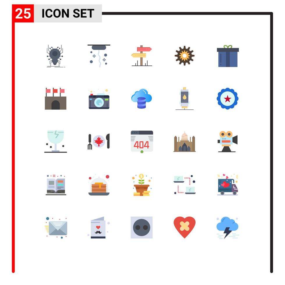 Set of 25 Vector Flat Colors on Grid for wheel production direction gear settings Editable Vector Design Elements